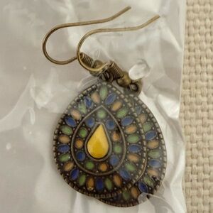 Elegant Teardrop Earrings with Blue and Yellow Accents